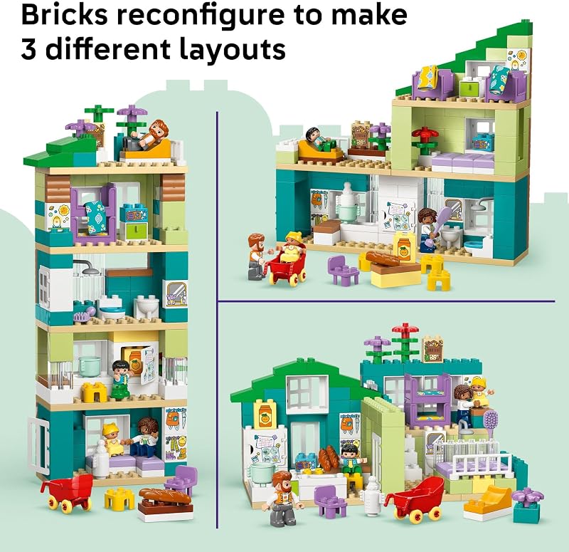 LEGO DUPLO Town 3 in 1 Modern Family House with Figures Building Toy Learning Play Set for Toddler Boys Girls Ages 2 Fine Motor Skills Toys for Preschool Gift for Birthdays 10470