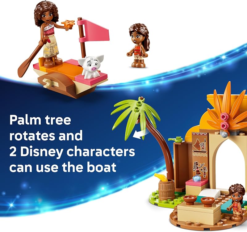 LEGO Disney Moana Village House Boat 43282 Building Toys for Girls Boys Ages 4 Develops Fine Motor Skills Moana Minidoll 85 pieces Gift for Birthdays