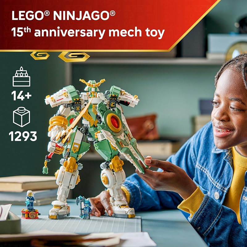LEGO NINJAGO Lloyds Titan Mech 15th Anniversary Building Toy Collectible Mech Set for Boys Girls Ages 14 Display as Bedroom Decor Gift for Birthdays 71860