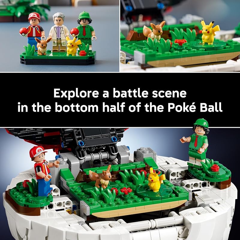 LEGO Pokémon Iconic Trainer Moments Poké Ball 72154 Collectible Building Set for Adults Ages 18 Pokémon Model Kit with 3 Minifigures 2 Pokémon Figures Gift for Gamers