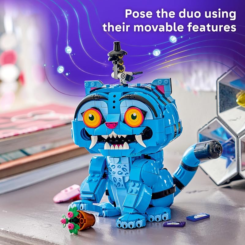 LEGO Kpop Demon Hunters Derpy Tiger and Sussie Bird 72537 Building Toy for Girls Boys Ages 9 Collectible Movie Display for Bedroom or Book Shelf W Flower Pots Letters