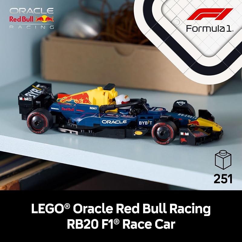 LEGO Speed Champions Oracle Red Bull Racing RB20 F1 Race Car Model Kits Building Set for Adults Ages 18 with Realistic Features Red Bull F1 DIY Crafts for Display Gift Idea for Fans 77243