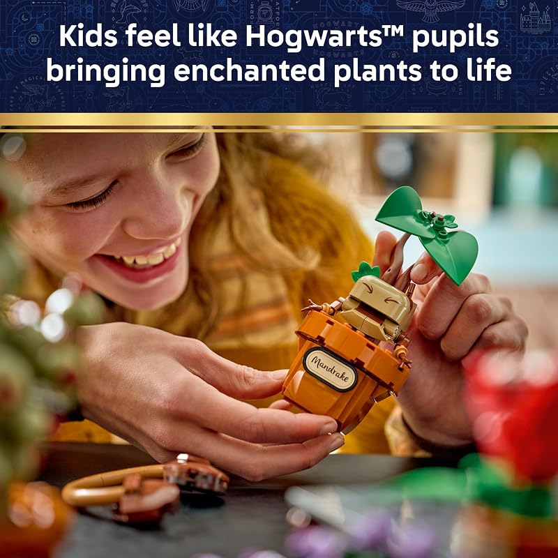 LEGO Harry Potter Hogwarts Herbology Plants 76474 Building Toy for Girls Boys Ages 12 Movable Features Display as Bedroom or Desk Decor 817 pieces Gift for Fans