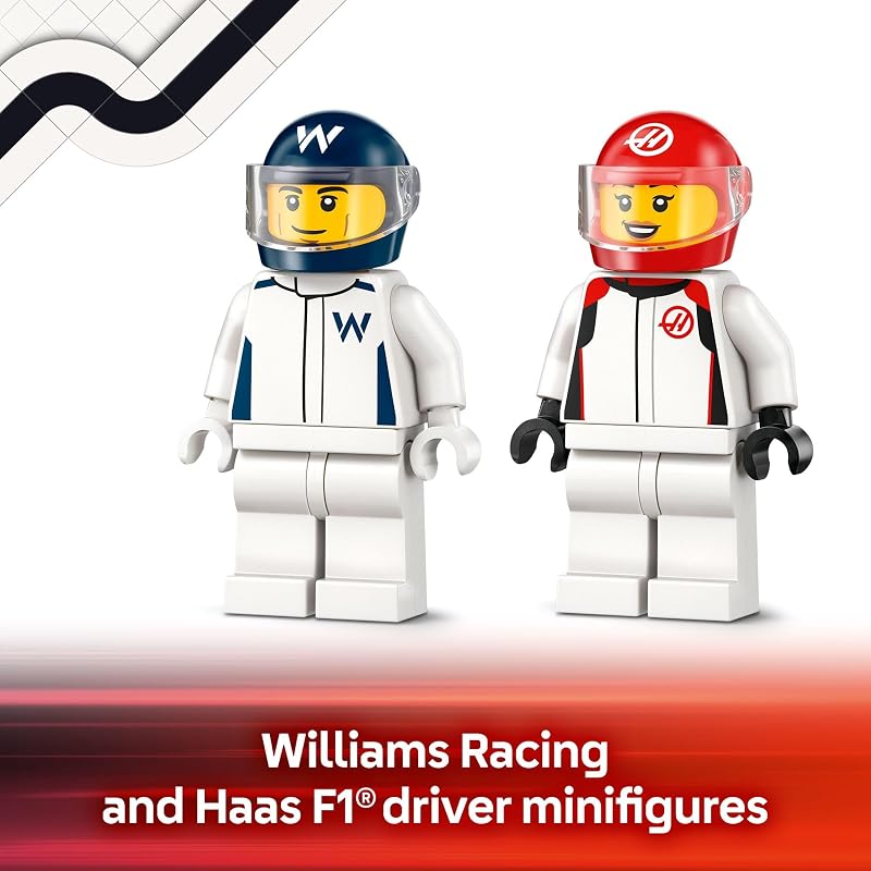 LEGO City F1 Williams Racing Haas F1 Race Car Toys Car Building Toy Set for Kids Boys and Girls Ages 4 Preschool Toy for Fans Gift Idea for Birthdays 60464