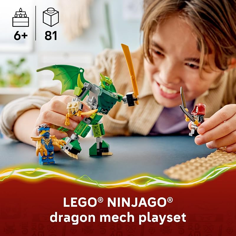 LEGO NINJAGO Lloyds Dragon Mech Battle Pack 71862 Building Toys for Boys Girls Ages 6 Action Figure for Pretend Play 3 Minifigures 81 pieces Gift for Birthdays