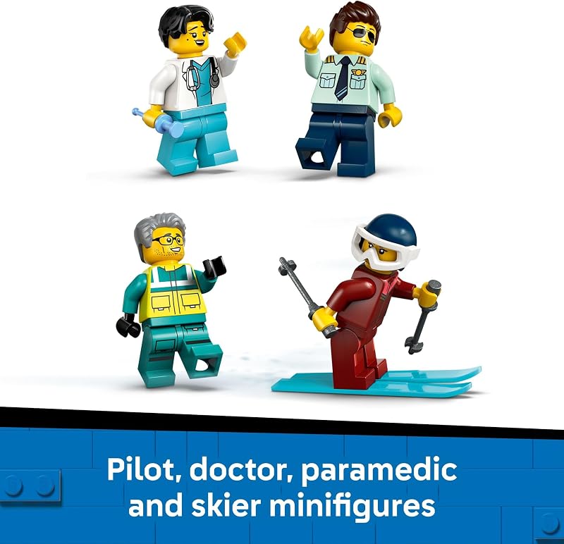 LEGO City Emergency Air Ambulance Airplane Building Toy for Kids Pretend Play Rescue Airplane Model for Boys Girls Ages 6 Building Blocks W Hero Minifigures Gift Idea for Birthdays 60465