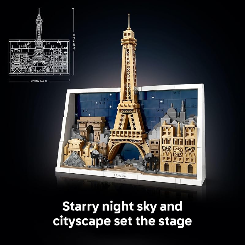 LEGO Architecture Paris City of Love Building Set for Adults Gift for Birthdays Office or Bedroom Decor for Women Men Ages 18 W Frame for Display 21064