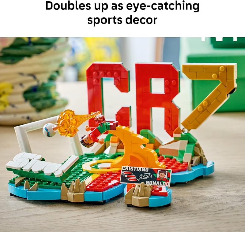 LEGO Editions Cristiano Ronaldo Soccer Highlights Building Set for Boys Girls Ages 10 Collectible Soccer Gift with Plaque Kids Bedroom or Shelf Decor 43012