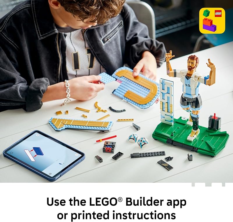 LEGO Editions Lionel Messi Soccer Legend Building Set for Boys Girls Ages 12 Collectible Soccer Gift with Plaque Kids Bedroom or Shelf Decor 43015
