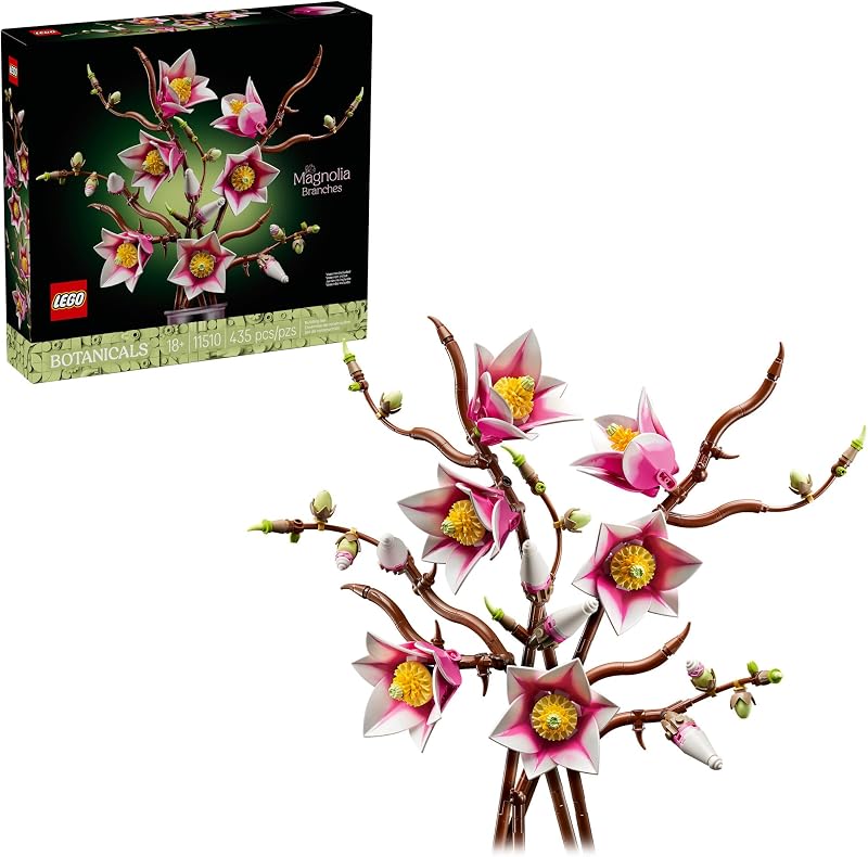 LEGO Botanicals Magnolia Branches Building Set for Adults Ages 18 Gift for Birthdays Artificial Flowers for Home Office Bedroom or Desk Decor 11510