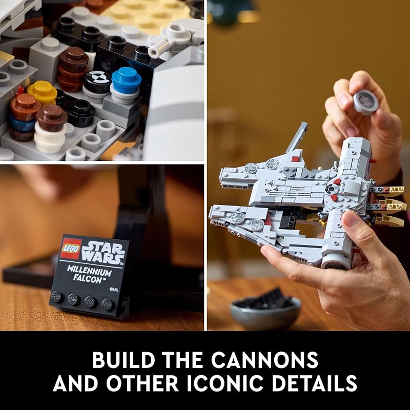 LEGO Star Wars Millennium Falcon 25th Anniversary Collectible DIY Building Set for Adults Men Women Ages 18 A New Hope Model with Display Stand Star Wars Gift 75375