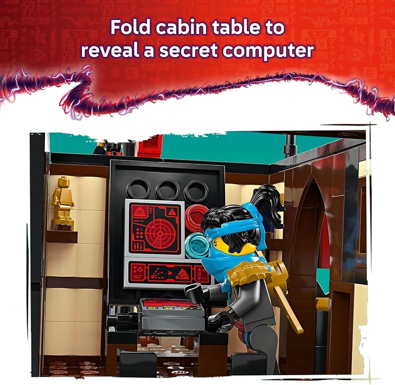 LEGO NINJAGO The Temple Bounty Building Toy Multi Level Boat W 6 Ninja Toy Minifigures for Kids Ages 14 Model Building Kit with Display Stand Dragons Rising Gift for Teen Boys Girls 71848