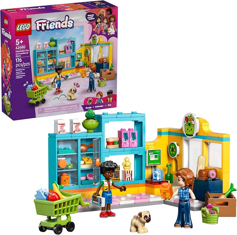 LEGO Friends Heartlake City Convenience Store Building Toy for Girls Boys Pretend Play Set for Kids Ages 5 W Autumn Zac Minidolls 1 Toy Dog Accessories Gift Idea for Birthdays 42680