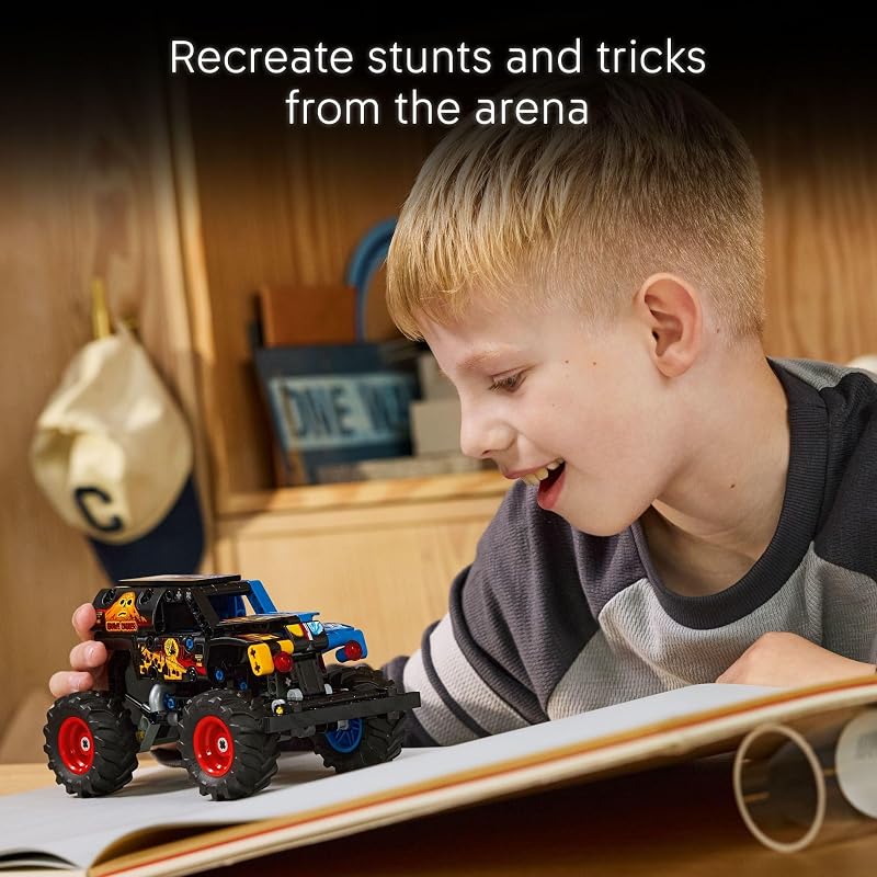 LEGO Technic Monster Jam Grave Digger Fire and Ice Building Toy for Boys Girls Monster Truck Toy W Pull Back Racing Action for Kids Ages 7 Gift Idea for Birthdays 42219