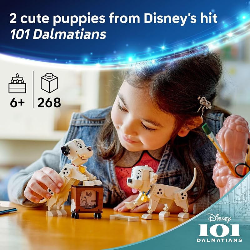 LEGO Disney Lucky Penny 101 Dalmatians Puppies 43271 Birthday Gifts for Girls Boys Ages 6 Building Toy 268 pieces Disney Toy for Display Kids Bedroom or Desk