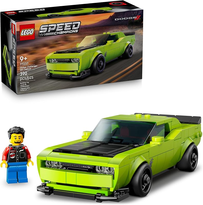 LEGO Speed Champions Dodge Challenger SRT Hellcat Sports Car Toy Building Set for Learning Play and Display Kids Toy for Boys and Girls Ages 9 Birthday Gift Idea for Race Car Fans 77237
