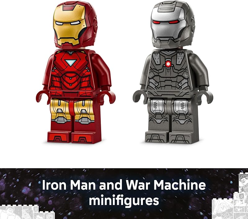 LEGO Marvel Iron Man War Machine vs Hammer Drones Building Toy Pretend Play Set W 2 Toy Minifigures Kids Building Blocks for Boys Girls Ages 7 Gift Idea for Birthdays 76320