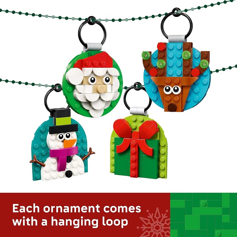 LEGO Christmas Ornament Selection Building Toys Holiday Crafts for Family Kids Boys Girls Ages 6 Hanging Christmas Decorations for Tree 40744