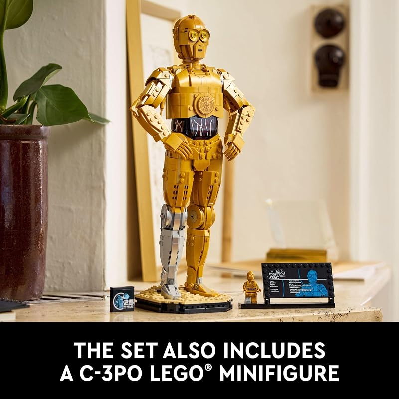 LEGO Star Wars C 3PO Buildable Droid Figure Build and Display Model with C 3PO Minifigure Star Wars Collectible for Home or Office Décor Nostalgic Gift Idea for Adults Fans or Collectors 75398