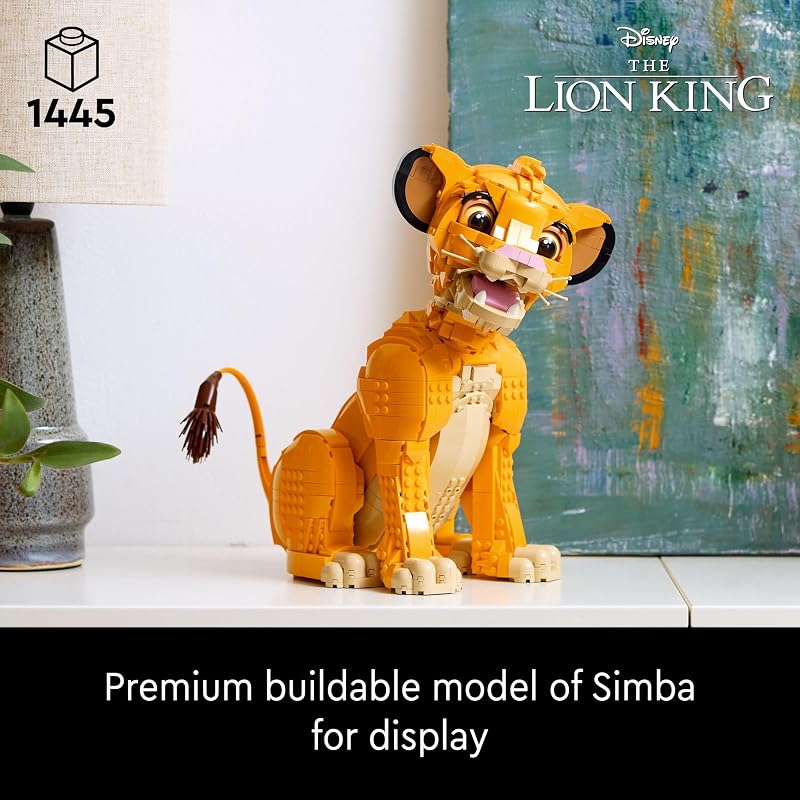 LEGO Disney Young Simba the Lion King Building Sets for Adults Buildable Figurine for Display Ages 18 DIY Kits Crafts for Fans of Movie Collectible Disney Birthday Gift 43247