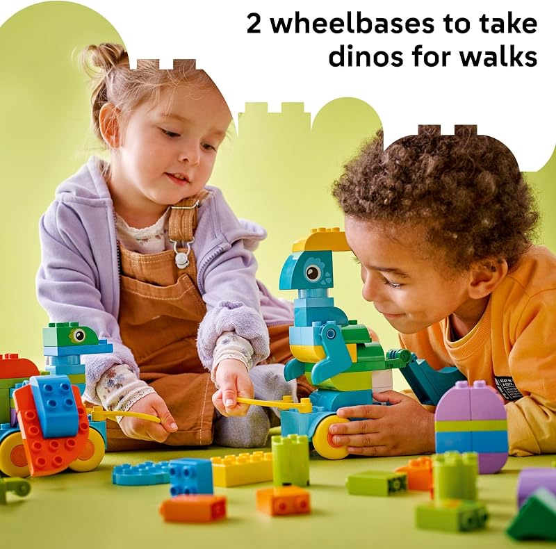LEGO DUPLO Town 3 in 1 Dinosaurs on Wheels Learning Toy for Toddler Boys Girls Ages 3 Building Education Play Set Teaches Problem Solving Skills Through Play Preschool Gift Idea 10451