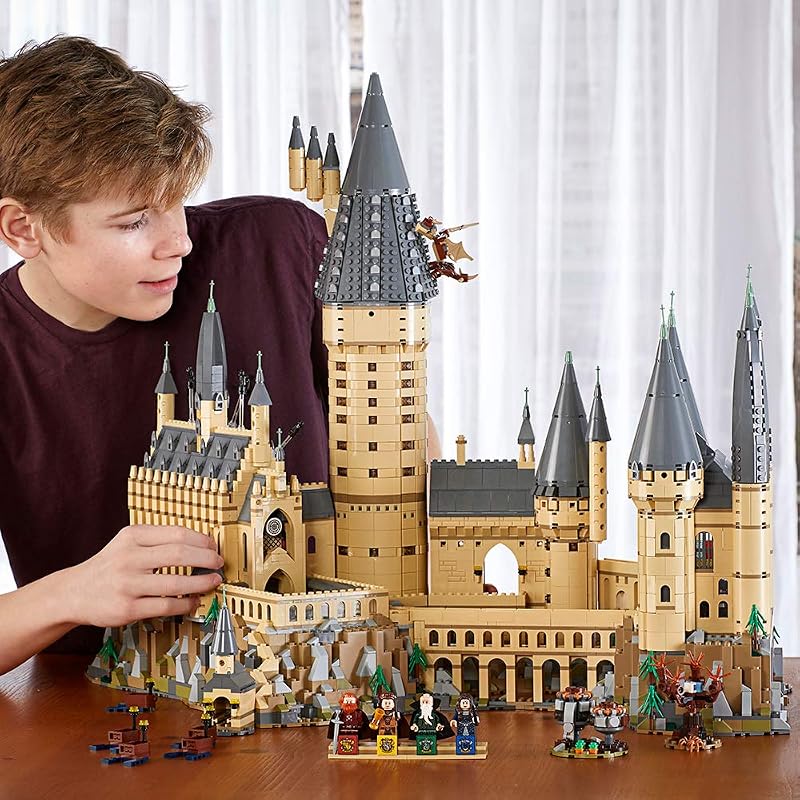 LEGO Harry Potter Hogwarts Castle 71043 Building Set Model Kit with Minifigures Featuring Wand Boats and Spider Figure Gryffindor and Hufflepuff Accessories Collectible for Adults and Teens
