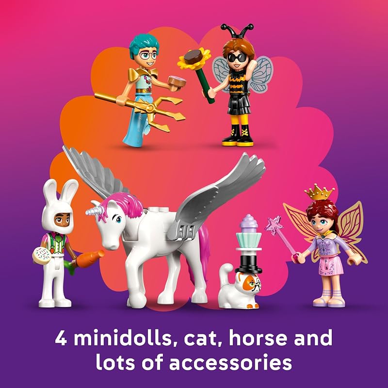 LEGO Friends Costume Party with Unicorn Fairy Pretend Play Building Toy Interactive Storytelling Playset with Cat and Unicorn Toys Creative Birthday Gift Idea for Girls Boys 6 42661