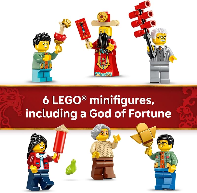 LEGO Spring Festival Fortune Firecracker Kids Building Toy Chinese New Year Toy for Boys Girls Ages 9 Play Display Wall Art with Realistic Sound Effects Gift Idea for Birthdays 80118