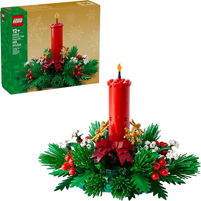 LEGO Christmas Table Decoration Building Toy for Kids Brick Built Holiday Centerpiece Festive Room Decor Christmas Craft for Girls Boys Ages 12 Gift Idea for Families 40743