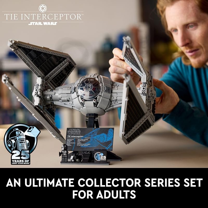 LEGO Star Wars Ultimate Collector Series TIE Interceptor Model Building Set Star Wars Collectible with TIE Pilot Minifigure Creative Build and Display Starfighter Set for Adults and UCS Fans 75382