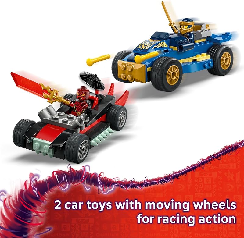 LEGO NINJAGO Rogue vs Drix Race Car Duel Building Toy for Preschool Kids Ninja Toy with Starter Brick for Boys Girls 4 Gift Idea for Birthdays Dragons Rising Fans 71840