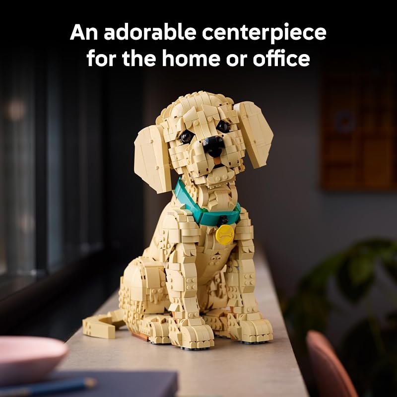 LEGO Icons Golden Retriever Puppy Building Set for Adults Ages 18 Gift for Birthdays Decor for Home Bedroom or Book Shelf Posable Dog Figure 11384