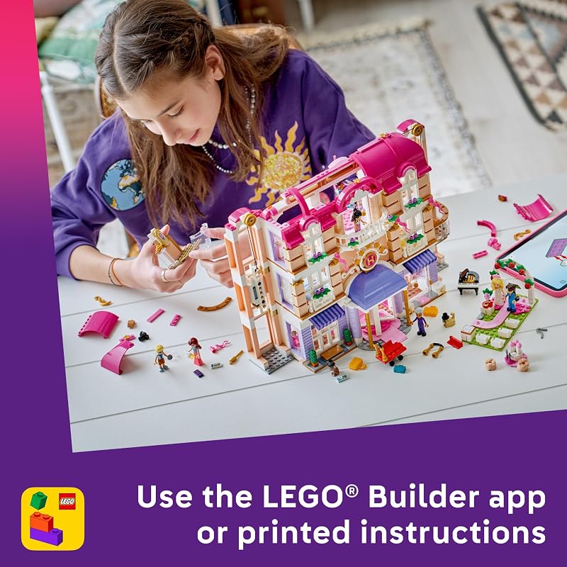 LEGO Friends Heartlake City Grand Hotel 42704 Building Toy for Girls Boys Ages 9 Dollhouse Playset W 6 Minidolls 1406 pieces Gift for Birthdays