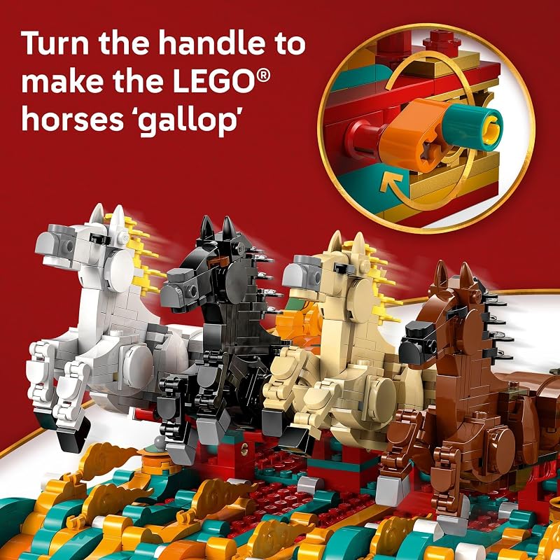 LEGO Spring Festival Galloping Horse Canvas Kids Building Toy Year of the Horse Toy for Girls Boys Ages 10 Buildable Chinese New Year Decoration Gift Idea for Birthdays Families 80119