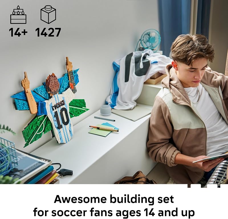 LEGO Editions Lionel Messi Celebration Building Set for Boys Girls Ages 14 Collectible Soccer Gift for Fans Kids Bedroom or Shelf Decor 43018