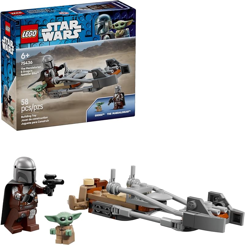 LEGO Star Wars The Mandalorian Grogus Speeder Bike Building Toy for Boys Girls Pretend Play Space Vehicle W 2 Star Wars Character Figures for Kids Ages 6 Gift Idea for Birthdays 75436
