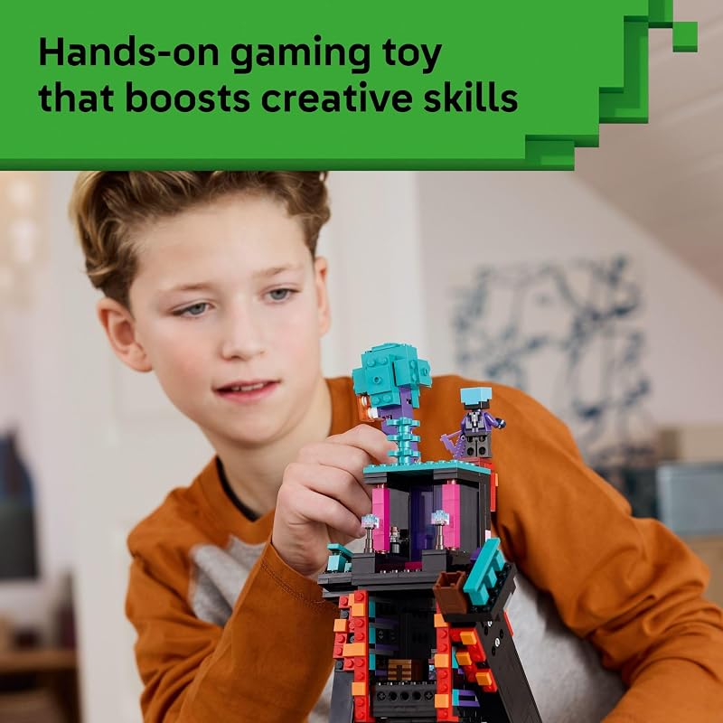 LEGO Minecraft The Enderman Tower Building Toy for Boys Girls Video Game Building Set for Kids Ages 9 2 Toys in 1 for Player Vs Player Pretend Play Gift Idea for Gamers 21279