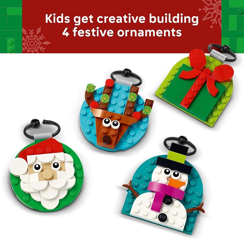LEGO Christmas Ornament Selection Building Toys Holiday Crafts for Family Kids Boys Girls Ages 6 Hanging Christmas Decorations for Tree 40744