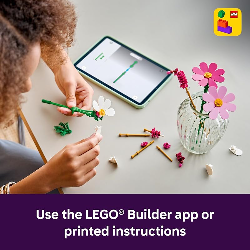 LEGO Botanicals Cosmos Flowers 11514 Building Toys for Girls Boys Ages 9 Decor for Bedroom Desk Artificial Flowers 171 pieces Gift for Birthdays