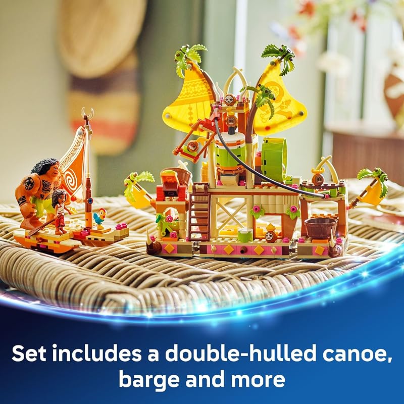 LEGO Disney Moana 2 Kakamora Barge Kids Toy Pretend Play Building Set for Boys and Girls Ages 7 9 Characters Including Moana Maui Kotu and HeiHei Gift Idea for Birthdays 43258