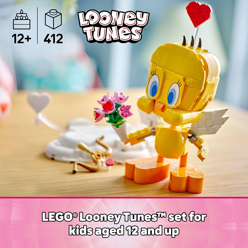 LEGO Looney Tunes Sweetheart Tweety Bird Building Toy for Adults Kids Tweety Figure W Display Pedestal Accessories for Girls Boys Ages 12 Gift for Looney Tunes Fans 40824