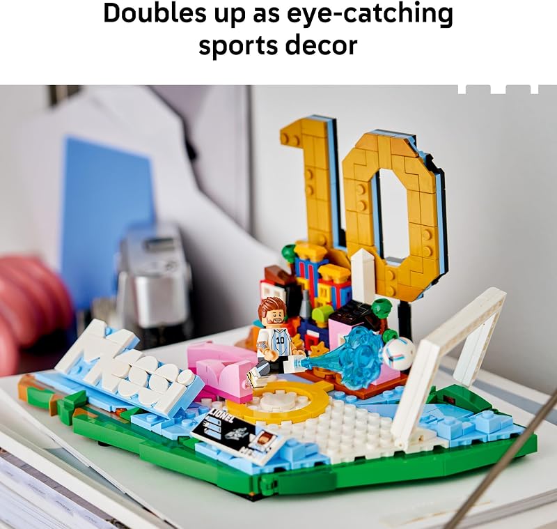 LEGO Editions Lionel Messi Soccer Highlights Building Set for Boys Girls Ages 10 Collectible Soccer Gift with Plaque Kids Bedroom or Shelf Decor 43011