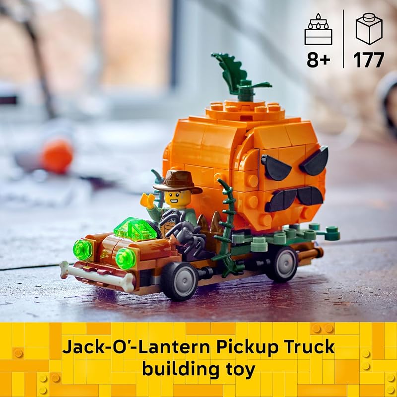 LEGO Jack O Lantern Pickup Truck 40822 Building Toys for Boys Girls Ages 8 Halloween Decor Craft 177 pieces Gift for Kids