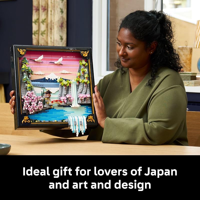 LEGO Art Japanese Cherry Blossom Landscape Building Set for Adults Room Decoration Gift for Women Men Ages 18 Framed Wall Decor Stand or Hang to Display 31218