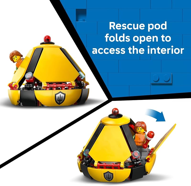 LEGO City Coast Guard Helicopter Building Toy for Kids Pretend Play Emergency Response Set for Boys Girls Ages 7 Includes 4 Minifigures Shark Rescue Pod Gift Idea for Birthdays 60503