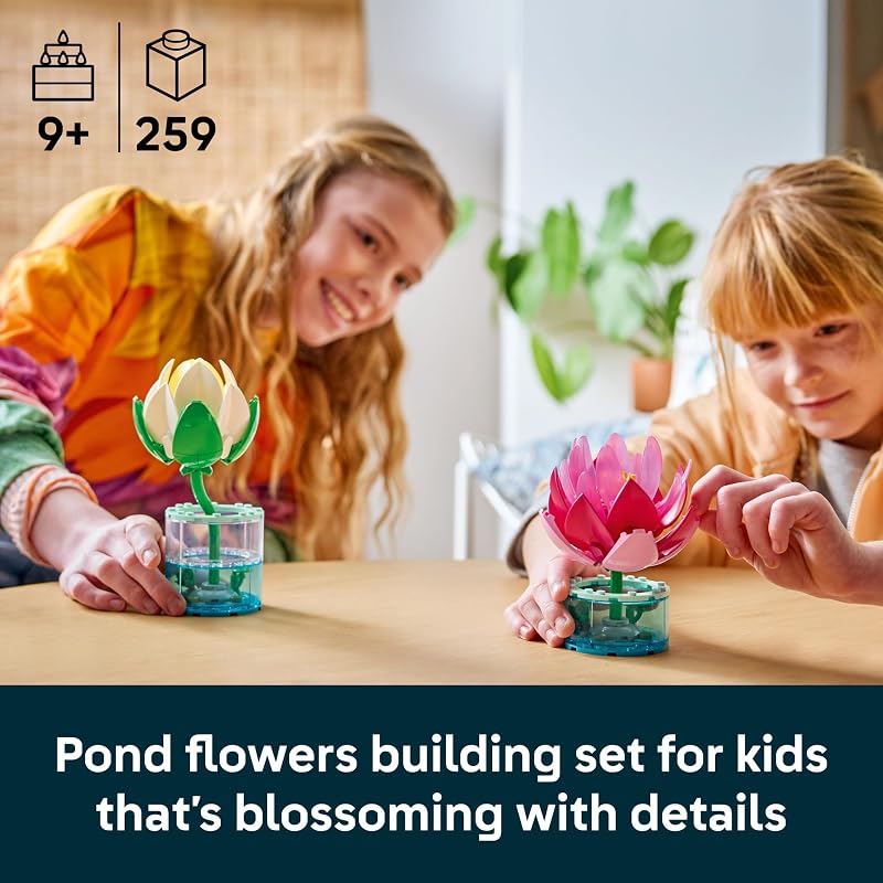 LEGO Botanicals Water Lilies 11511 Building Toys for Girls Boys Ages 9 Decor for Bedroom Desk Artificial Flowers 259 pieces Gift for Birthdays