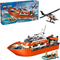 LEGO City Coast Guard Rescue Boat Helicopter Building Toys Kids Pretend Play Set for Boys Girls Ages 7 W 2 Rescue Boat Toys 5 Minifigures Dog Figure Gift Idea for Birthdays 60504