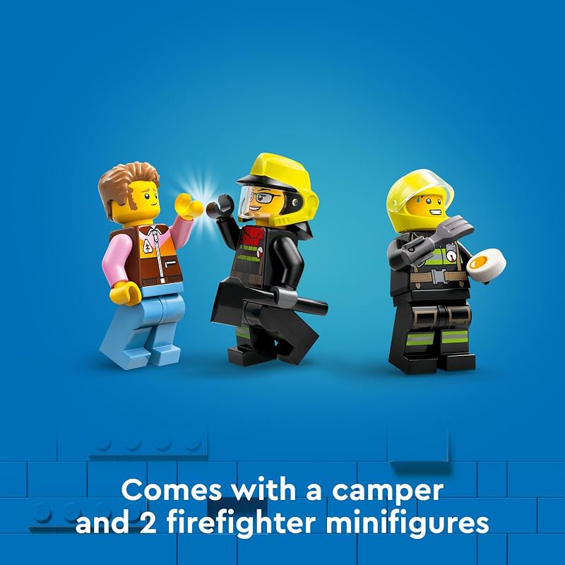 LEGO City 4x4 Fire Truck with Rescue Boat Building Toy for Boys Girls Ages 5 Gift for Birthdays Truck Toy W 3 Minifigures 60412