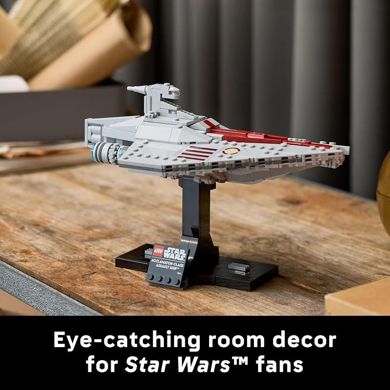 LEGO Star Wars Acclamator Class Assault Ship Building Set for Adults Star Wars Collectibles Set with Display Stand Building Kit with 450 Pieces 75404