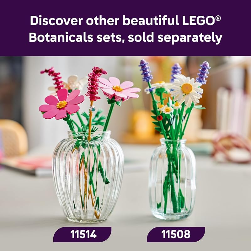 LEGO Botanicals Cosmos Flowers 11514 Building Toys for Girls Boys Ages 9 Decor for Bedroom Desk Artificial Flowers 171 pieces Gift for Birthdays